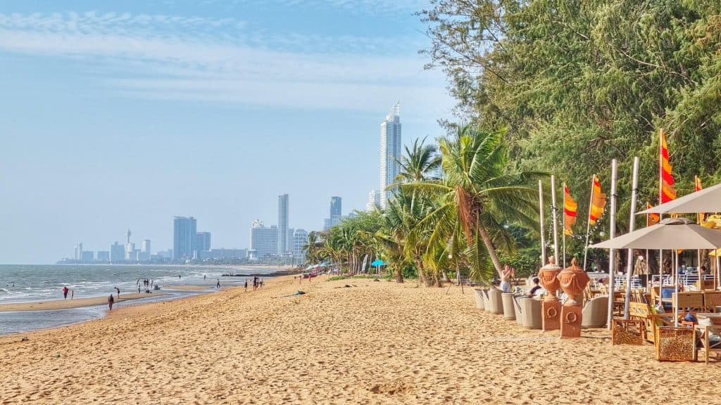 View of Na Jomtien beach on sunny day